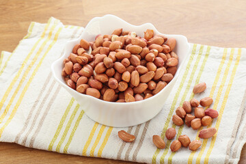 Raw peanut heap in the bowl