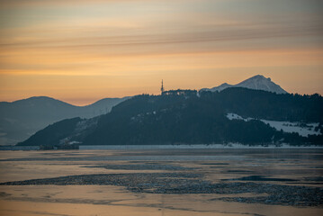 sunset over the mountains, Liptovska Mara lake, Liptov, Slovakia, Europe