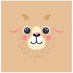 Fototapeta premium Cute goat portrait square smile head cartoon round shape animal face, isolated avatar character vector icon illustration. Flat simple hand drawn for kids poster, app ui cards, t-shirts, baby clothes