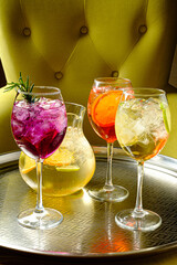 summer cocktails in the bar
