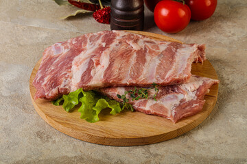 Raw pork ribs for cooking