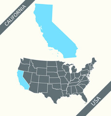 California USA outline map printable