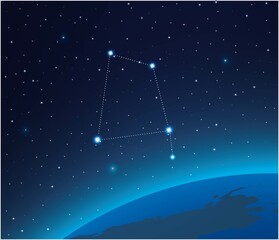 Obraz na płótnie Canvas Constellation Corvus with planet in deep space 