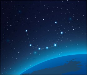Obraz na płótnie Canvas Constellation Corona borealis with planet in deep space