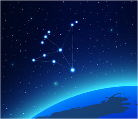 Fototapeta na wymiar Constellation Aquila with planet in deep space 