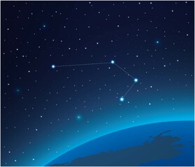 Naklejka premium Constellation Sculptor with planet in deep space 