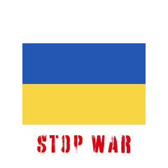 Stop War sign with Ukrainian Flag. Vector isolated on white