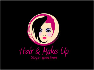 woman salon beauty hairstyle logo