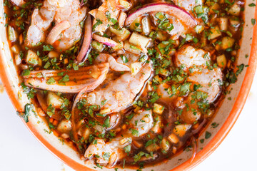 Aguachile rojo de camarones 