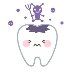 虫歯になった歯のキャラクター