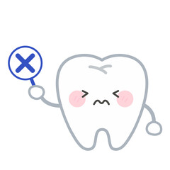 間違いを指摘する歯のキャラクター