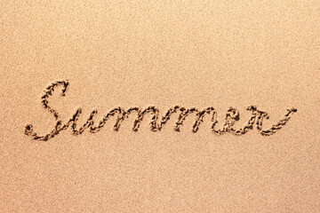 Summer inscription on the beach