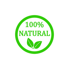 100% Natural Vector Badge Design Icon