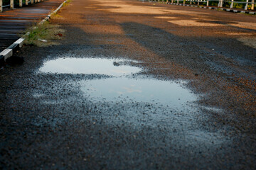 Rain puddle in the street