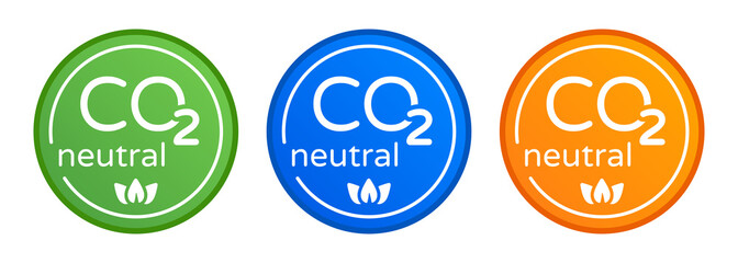 Co2 neutral sign icon set. Eco-friendly product symbol.