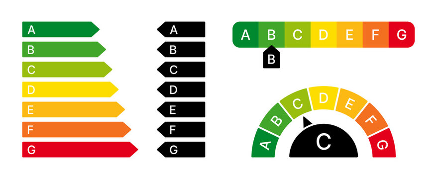 Energy efficiency rating chart icon sign. Vector illustration