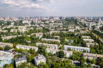 Aerial panorama of the Central Kyiv, the capital of Ukraine