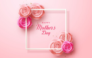 Happy mothers day with transparent card illustration decorated with flowers.