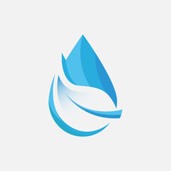 Nature leaf negative space combination water droplet logo design
