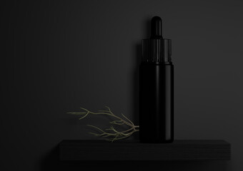 Skincare black serum realistic mockup isolated