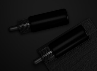 Skincare black serum realistic mockup isolated