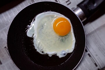 Sunny side up. Eggs fried in a frying pan. Telur ceplok. Fried egg.