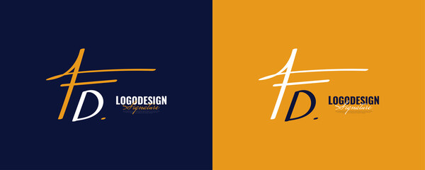 Initial F and D Logo Design with Elegant and Minimalist Handwriting Style. FD Signature Logo or Symbol for Wedding, Fashion, Jewelry, Boutique, and Business Identity