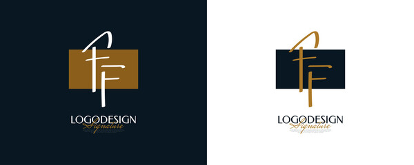 Initial F and F Logo Design with Elegant and Minimalist Handwriting Style. FF Signature Logo or Symbol for Wedding, Fashion, Jewelry, Boutique, and Business Identity