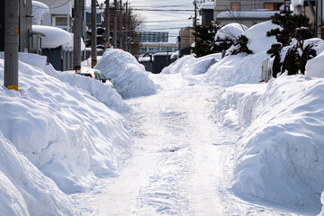 大雪が降った日の市街地  北海道札幌市