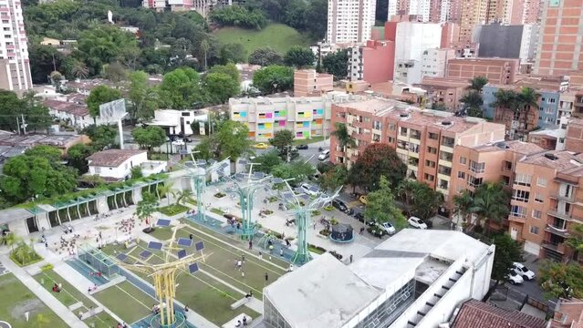 Parque de diversiones desde el aire
