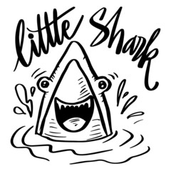 Little Shark hand drawing. Design for t - shirt 