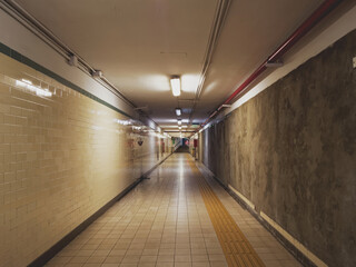 Subway empty creepy aisle - 489777867