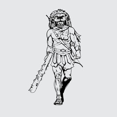 Hercules or Herakles line art vector format for design element, coloring or any other purpose.