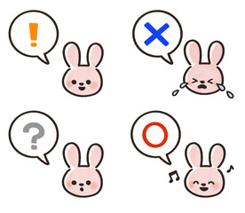 うさぎのアイコン感情イラスト
