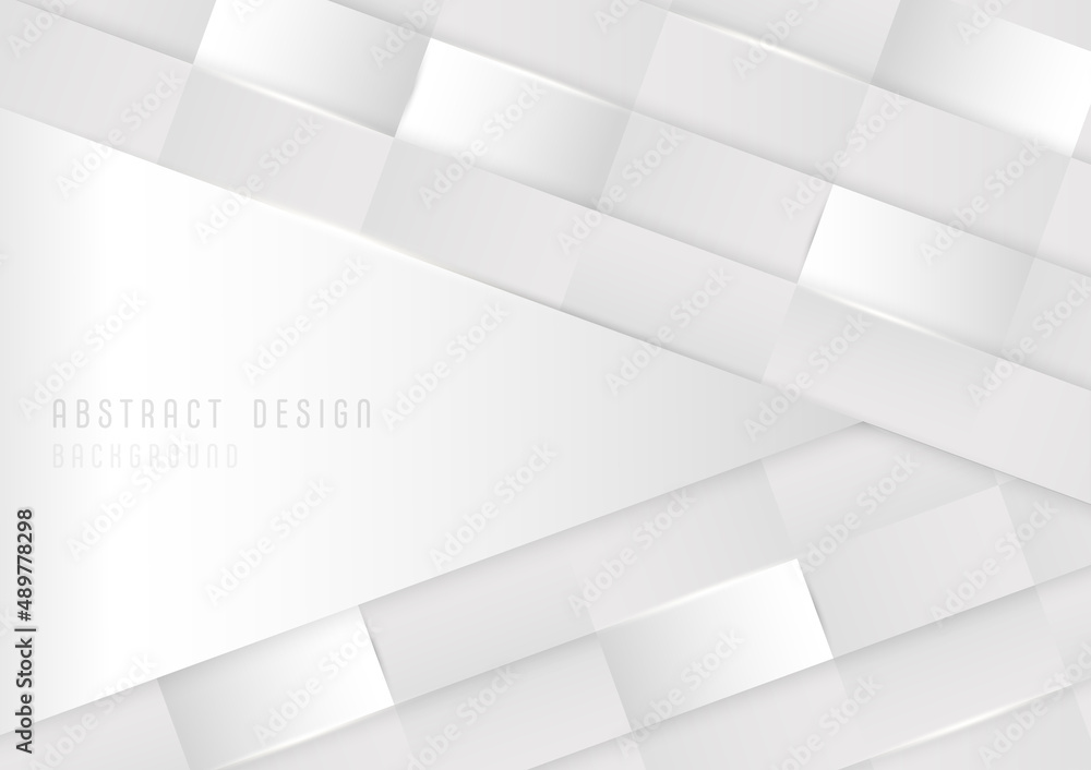 Poster abstract background of white rectangle pattern of gradient white and gray template. tech overlapping