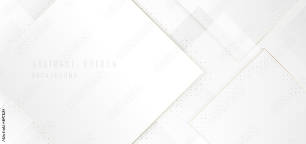 Poster abstract white template overlapping with golden stripe lines square. overlapping artwork design for 