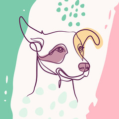 Continuous line drawing poster of dog head. Dog head one line drawing minimalist design