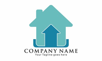 House and arrow symbol vector logo