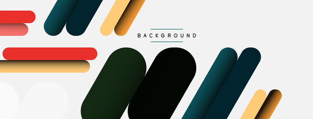 Abstract background. Round shapes, lines compositions on grey backdrop. Vector illustration for wallpaper banner background or landing page