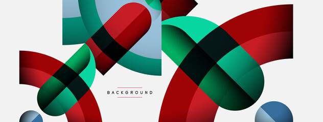 Trendy shapes, color minimal design composition, lines and shadows for wallpaper banner background or landing page