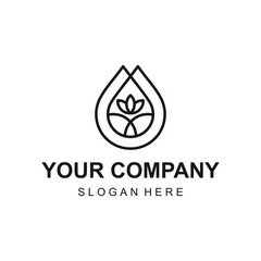 Natural lotus and water drop logo for wellness company