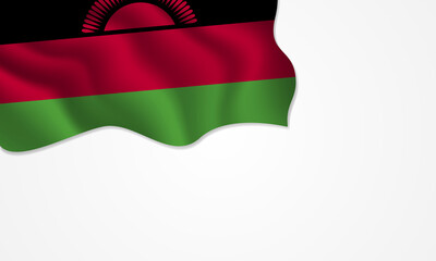 Malawi flag waving illustration with copy space on isolated background