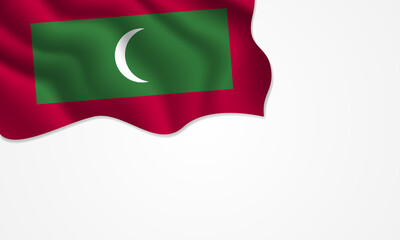 Maldives flag waving illustration with copy space on isolated background