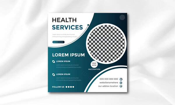 medical health care consultancy with vaccination services for coronavirus and omicron social media post design vector template with photo