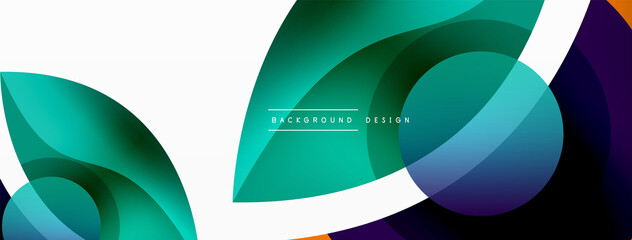 Abstract background with color geometric shapes. Beautiful minimal backdrop with round shapes circles and lines. Geometrical design. Vector illustration