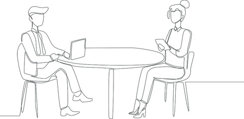 Professional workers are discussing together, discussing a business performance. Meeting. International meeting. Vector illustration.