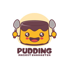 pudding cartoon mascot, suitable for, logos, prints, stickers, etc