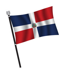 Dominican Republic flag , flag of Dominican Republic waving on flag pole, vector illustration EPS 10.