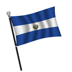 El salvador flag , flag of El salvador waving on flag pole, vector illustration EPS 10.