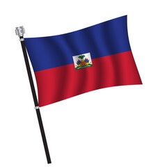 Haiti flag , flag of Haiti waving on flag pole, vector illustration EPS 10.